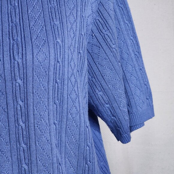 Alfred Dunner Periwinkle Blue SS Acrylic CrewNeck Cable Knit Sweater Blouse Sz L - Picture 6 of 16